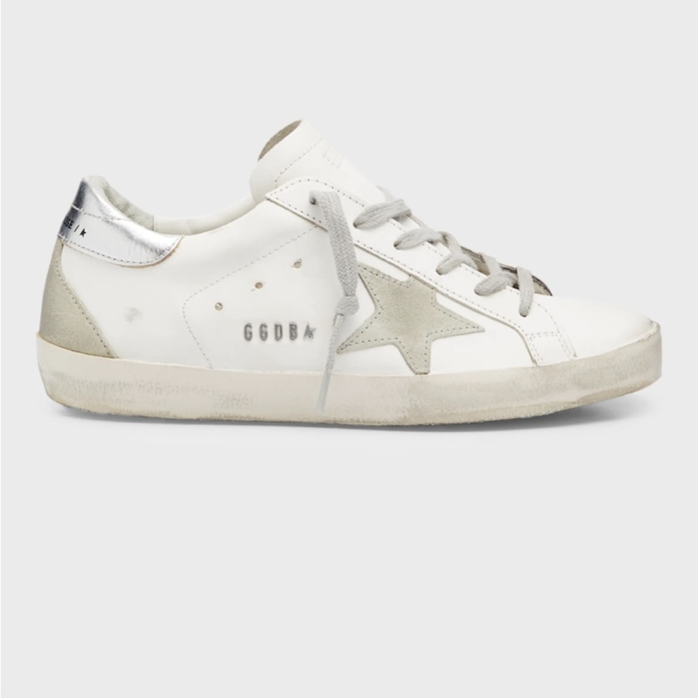Golden goose white and silver sneakers